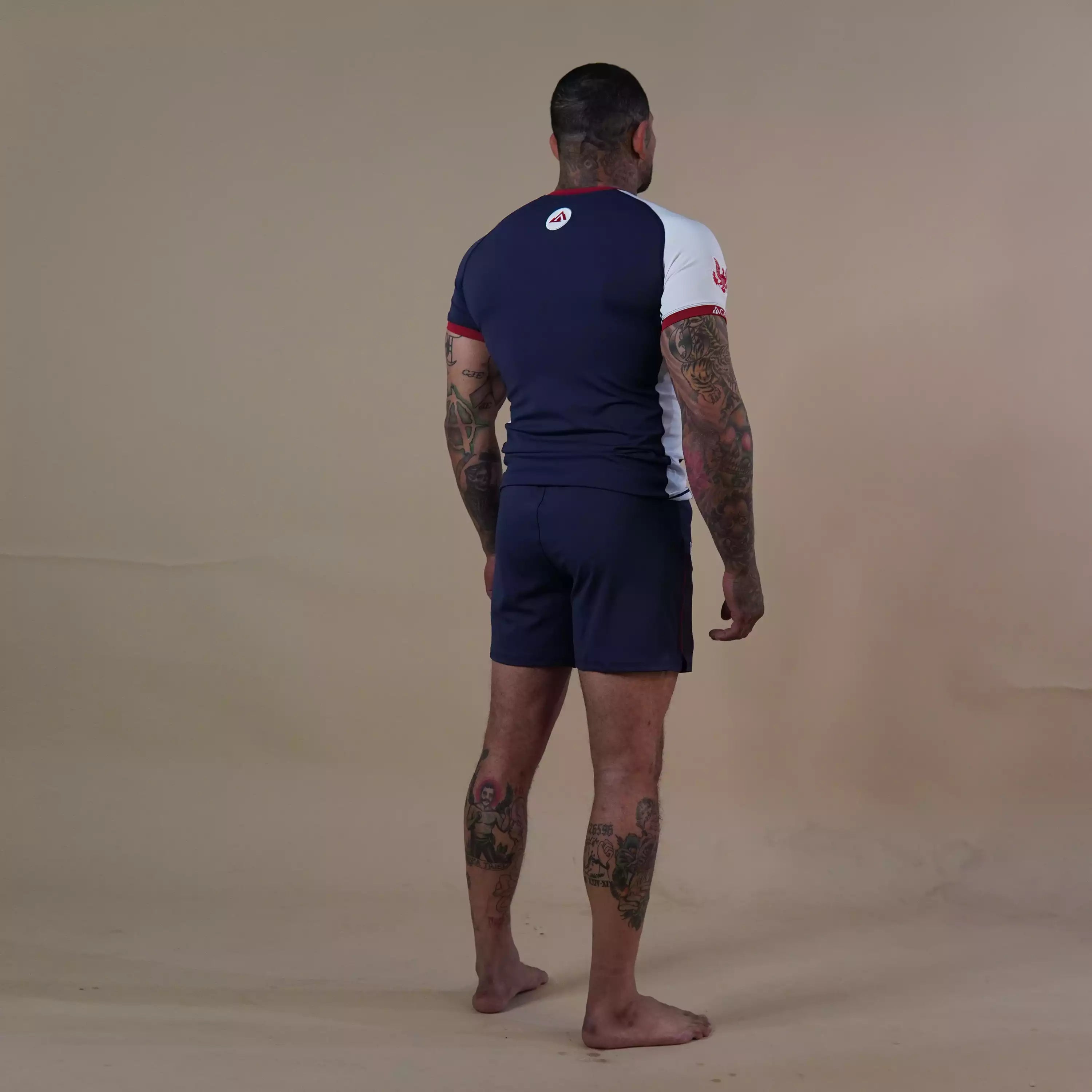 GRW American Jiu Jitsu BJJ Rash Guard patches red white blue model back