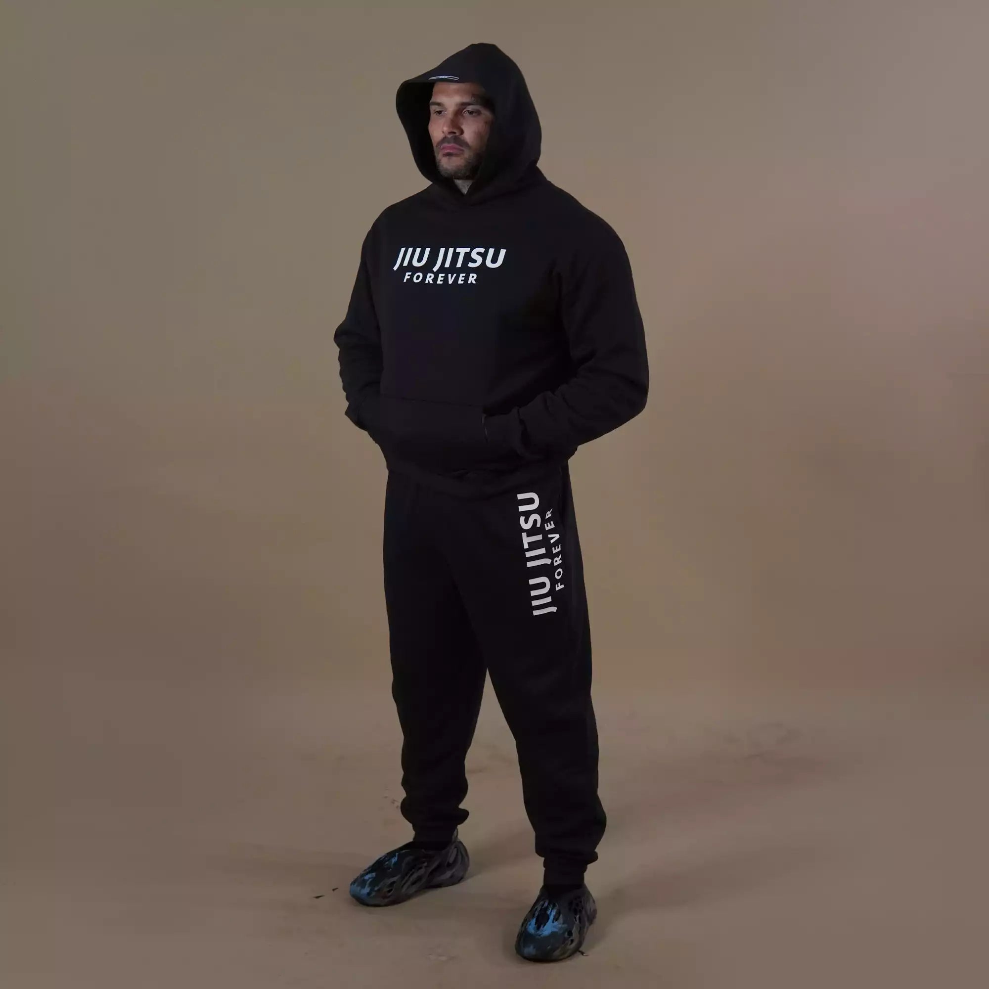 GRW BJJ Jiu-Jitsu Forever Black Hoodie Model