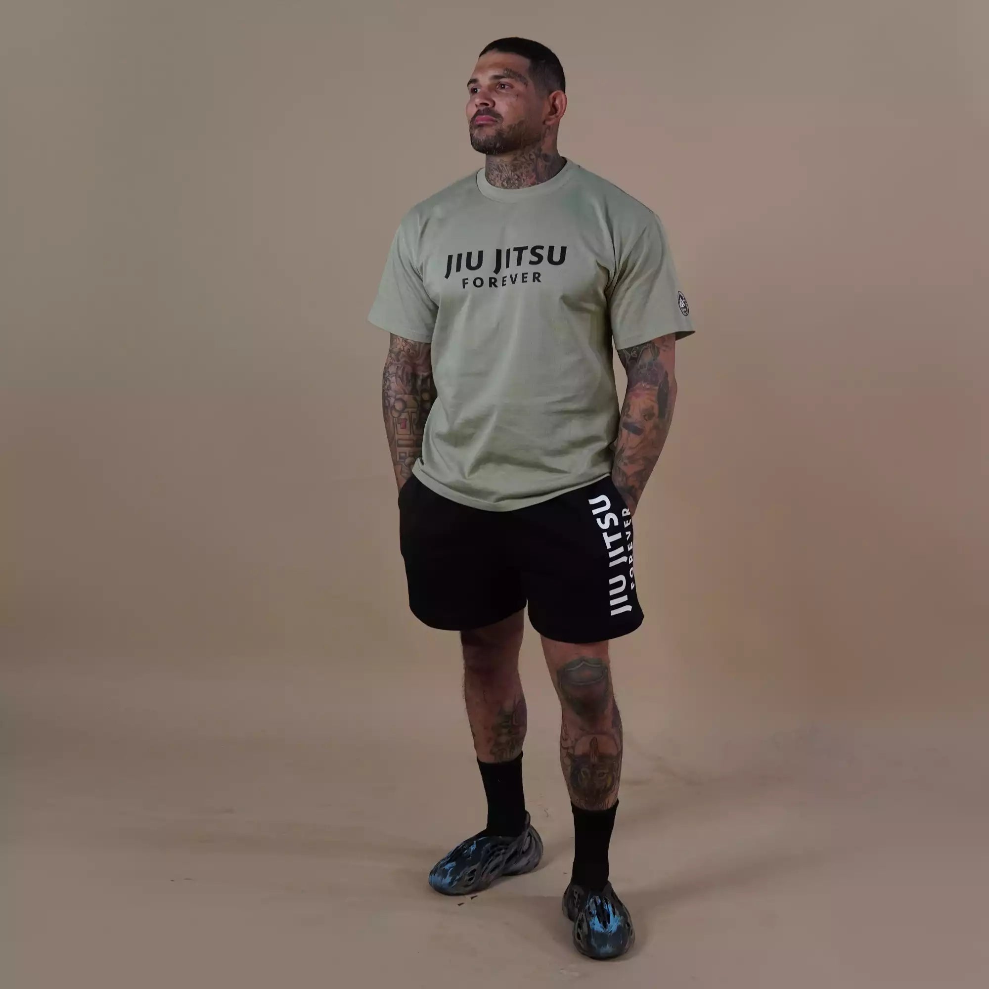 GRW BJJ American Jiu Jitsu pistachio oversize tee shirt model