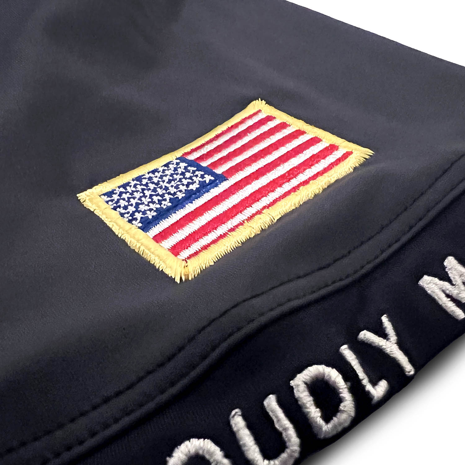 GRW women's python jiu jitsu BJJ rash guard american flag patch close up